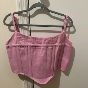 Pink Corset-Style Crop Top